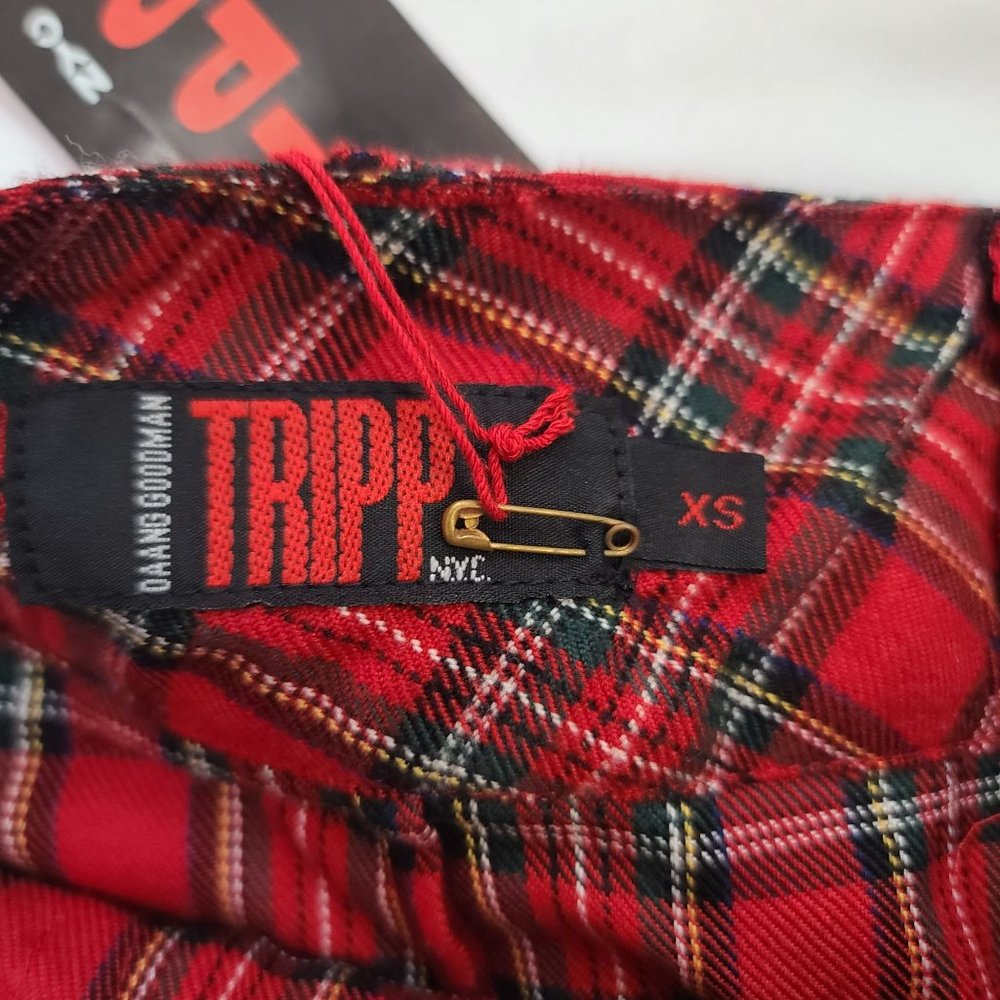 Vintage Tripp NYC Plaid Pleated Mini Skirt, Womens, Safety Pin Pleats, Size XS - Picture 4 of 6
